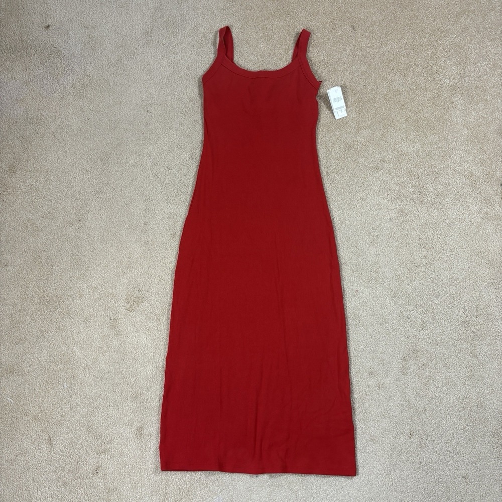 NWT Abercrombie & Fitch Ribbed Red Bodycon Maxi Dress Small Academia Summer Chic
